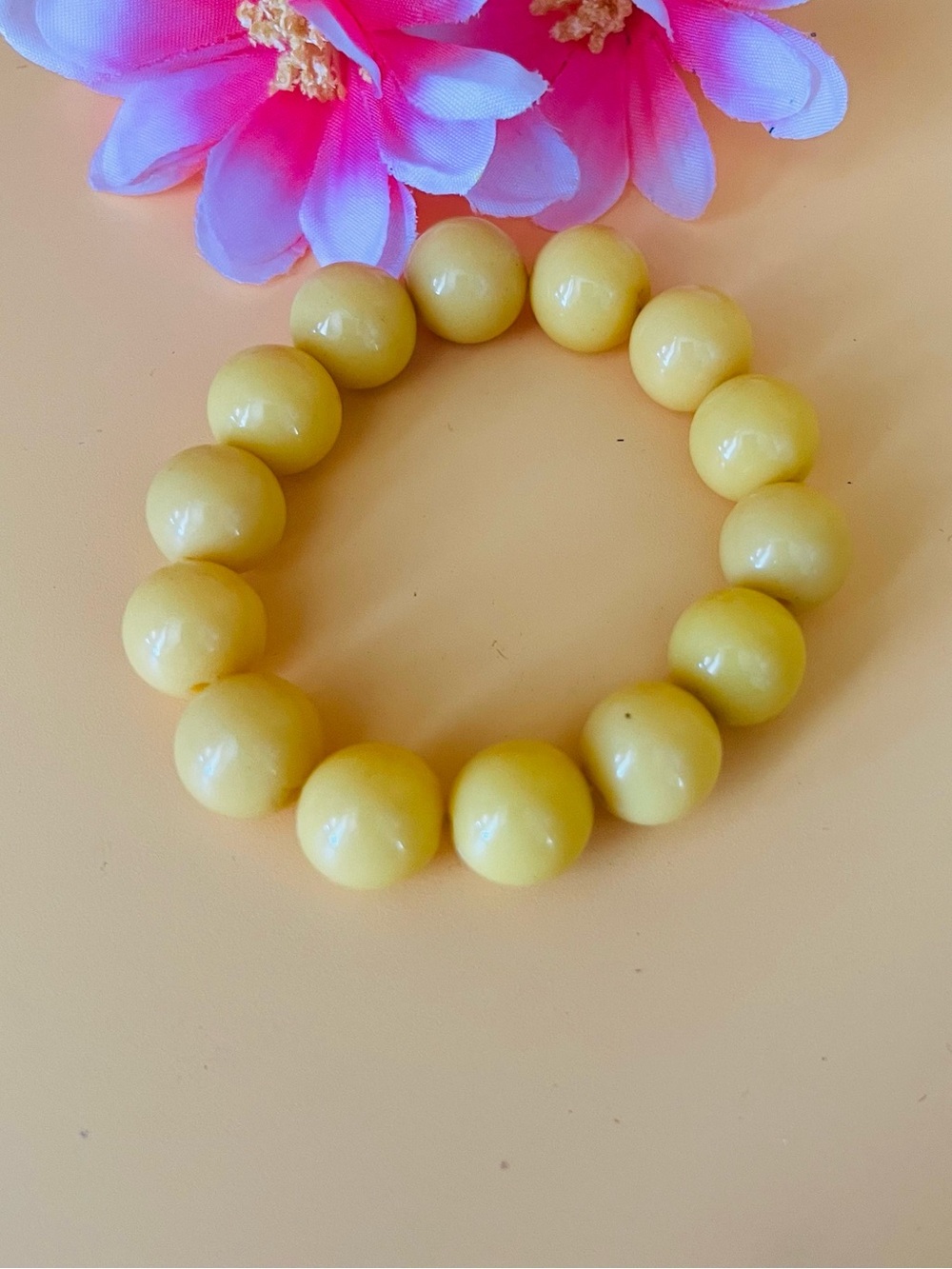 Yellow Beaded Stretch Bracelet